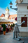 Bratislava, Slovakia, center Europe, Ignac Lamar, one of the curious statues scattered in the city center