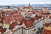 Aerial view of Old Town buildings in Prague. Czech Republic.