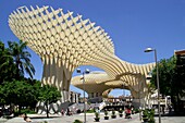Sevilla Spain). Square of the Incarnation and wooden structure of Las Setas de Sevilla.