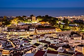 White village of Mijas at dusk. Malaga province Costa del Sol. Andalusia Southern Spain, Europe.