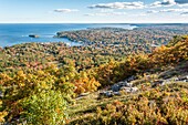 Landscape of Camden Hills State Park in Camden, Maine in autumn.