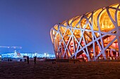 National Stadium at dusk, Olympic Park Beijing, People's Republic of China, Asia.