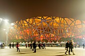 National Stadium at dusk, Olympic Park Beijing, People's Republic of China, Asia.