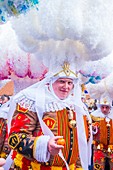 Participants in the Binche Carnival in Binche, Belgium. The Binche carnival is included in a list of intangible heritage by UNESCO.