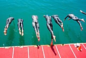 Elite men swim leg of the 2017 ETU Triathlon European Cup in Las Palmas on Gran Canaria, Canary Islands, Spain.