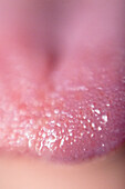 Extreme close-up of woman's tongue