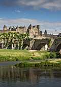 River near medieval city of Carcassonne, Languedoc-Roussillon, France