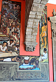 Paintings of Diego Riviera in the Nationalpalace at Zolcalo, Mexico City, Mexico