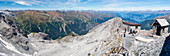 Panoramic view from Payer hutte refuge unde Ortles in Solda valley