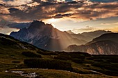 Croda Rossa d'Ampezzo from Piana Mount, Dolomites, Misurina, Belluno, Veneto, Italy
