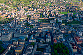 Aerial view of Aosta city, Aosta Valley, Italy, Europe