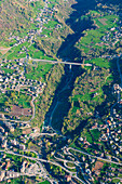 Aerial view of Aosta city, Aosta Valley, Italy, Europe