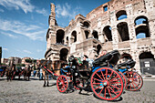 Rome, Lazio, Italy, Colosseum, Carriage and tourists