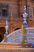 Seville, Andalusia, Spain, Details of a small bridge in Spain square