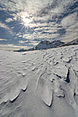 Casera Razzo, Carnia, Dolomites, Veneto, Belluno, Italy, Snow waves at Casera Razzo