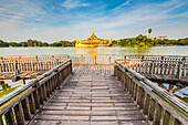 Yangon, Myanmar Burma , The Karaweik Palace on the Kandawgyi Lake