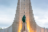 Reykjavik, Iceland, Hallgr?mskirkja church at dusk