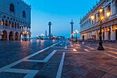 Venice, Italy, Piazzetta San Marco in a summer dawn, near St, Mark's Square