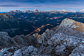 Europe, Italy, Veneto, Belluno, Agordino, Panorama towards the northeast from the summit of Sasso Bianco, San Tomaso Agordino, Dolomites