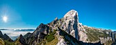 Mount Pizzocco, Dolomites, Veneto, Italy, View from the Forcella Intrigos in the north-east wall of the Pizzocco