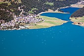 Wind and sport on the Lake of Saint Moritz, Engadine, Switzerland Europe