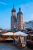 Krakow, Poland, North East Europe, Market in front of church of Saint Mary