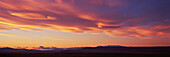 Panoramic view of landscape against orange sky during sunset, Patagonia, Argentina
