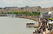 France, South-Western France, Bordeaux, catamaran, river shuttle on the Garonne river at the Ponton des Hangars (part of the public transport system)