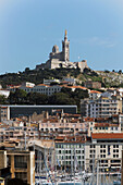 France, South-Eastern France, French Riviera, Marseille, Basilica of Notre-Dame de la Garde and old port