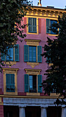 France, South-Eastern France, French Riviera, Nice, colored facade of a building