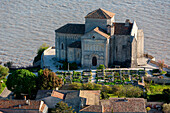 France, Charente-Maritime (17), Talmont-sur-Gironde, aerial view of Saint-Radegonde church.