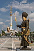 Turkmenistan, Ashgabat, Independence Park, Independence Monument and warriors