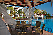 Caribbean, Cuba, Santa Clara, Cayo Santa Maria, Bahia Buena Vista, Las Brujas Hotel, blue mosaic swimming pool