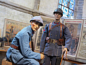 France, Normandie, Manche, Coutances. An exhibition on war. French uniforms from WWI