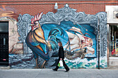 Canada. Province of Quebec. Montreal. Plateau Mont Royal district. Mural, Napoleon street