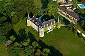 France, Dordogne, aerial view of La Cote Castle