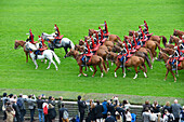 France, Paris 16th district, Longchamp Racecourse, Qatar Prix de l'Arc de Triomphe on 4th and 5 th October 2014, the French Republican Guard on horse back.