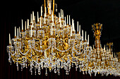 France, Paris. 8th district. Petit Palais. Exhibition on Baccarat. Shot of Grand Marly chandeliers with 88 candles (1891).