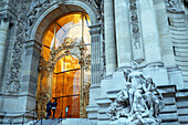 France, Paris, 8th district, Petit Palais. Frontage and main entrance. Tourists entering the museum.