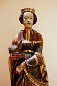 France, Paris, 8th district, Petit Palais. polychrome wooden sculpture of Saint Margaret (around 1520)