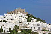 Chora and the monatery of St. John, Patmos, Dodecanese, Greece