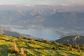 Lake Wolfgangsee, seen from Mount Schafberg, St. Wolfgang, Upper Austria, Austria, Europe
