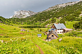 Alpine hut Puehringer Huette, Totes Gebirge, Bad Aussee, Styria, Austria, Europe