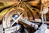 Windmill, inside, wind mill museum, Woldegk, Mecklenburg lakes, Mecklenburg lake district, Mecklenburg-West Pomerania, Germany, Europe