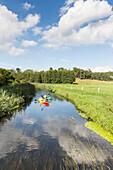 Canoing on river Warnow, paddling, canoe, kayak, Alt Necheln, Mecklenburg-West Pomerania, Germany, Europe
