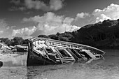 shipwreck, puerto pequero, fishing port, Cabo de Roche, near Conil, Costa de la Luz, Atlantic Ocean, Cadiz province, Andalucia, Spain, Europe