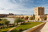 Torre La Calahorra, tower, Puente Romano, bridge, historic centre of Cordoba, UNESCO World Heritage, Rio Guadalquivir, Cordoba, Andalucia, Spain, Europe