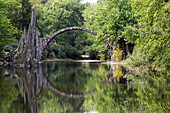 Rakotz bridge over lake Rakotz in rhododendron Park Kromlau, Saxony, Germany, Europe