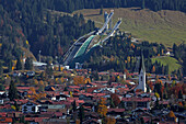 Skischanze und Oberstdorf, Oberallgäu, Allgäu, Schwaben, Bayern, Deutschland