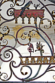 Detail of a iron-wrought gate in benedectine monastery Ottobeuren, Lower Allgaeu, Allgaeu, Swabia, Bavaria, Germany